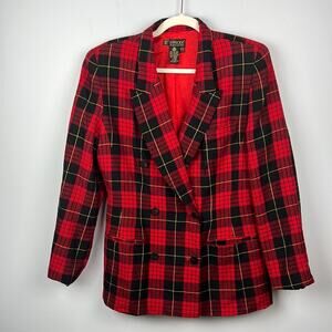 Vintage women’s plaid wool holiday blazer size 10